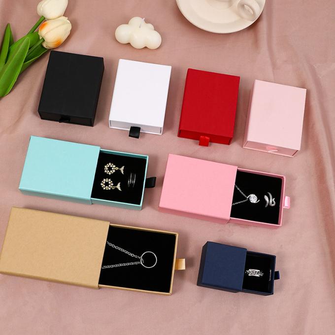 কাস্টম লোগো কার্ডবোর্ড ড্রয়ার গয়না প্যাকেজিং বক্স জন্য নেকলেস কানের দুল কব্জি রিং গয়না বক্স 5
